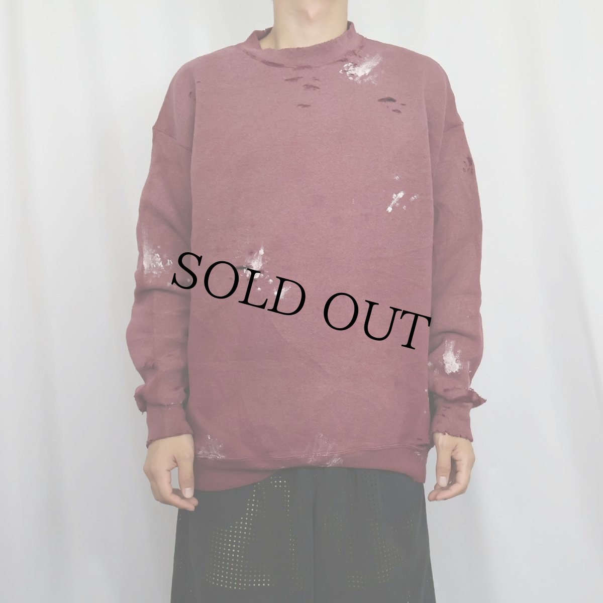 画像2: 2000's TULTEX ペンキペイント フェードスウェット L (2)