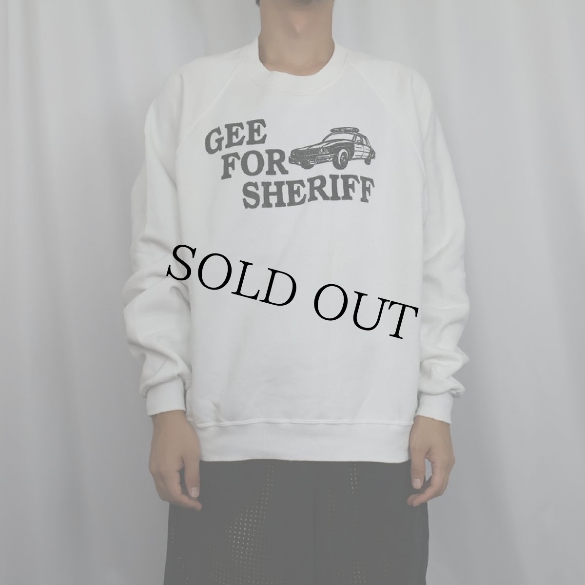 画像3: 80〜90's JERZEES USA製 "GEE FOR SHERIFF" プリントラグランスウェット XL (3)