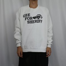 画像3: 80〜90's JERZEES USA製 "GEE FOR SHERIFF" プリントラグランスウェット XL (3)