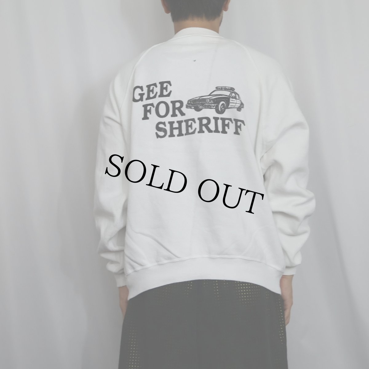 画像4: 80〜90's JERZEES USA製 "GEE FOR SHERIFF" プリントラグランスウェット XL (4)
