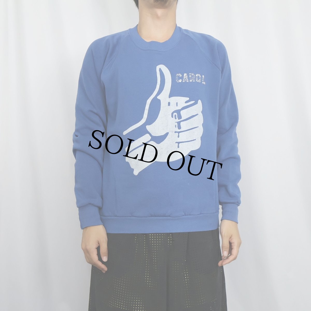 画像2: 80〜90's JERZEES USA製 "Thumbs Up" ハンドサインプリント ラグランスウェット XL (2)