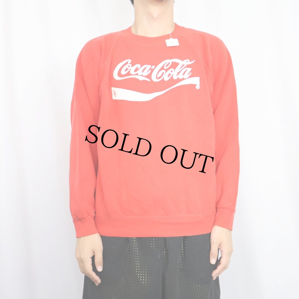 画像2: 80's Coca-Cola USA製 飲料メーカー ロゴプリント ラグランスウェット L (2)