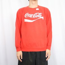 画像2: 80's Coca-Cola USA製 飲料メーカー ロゴプリント ラグランスウェット L (2)