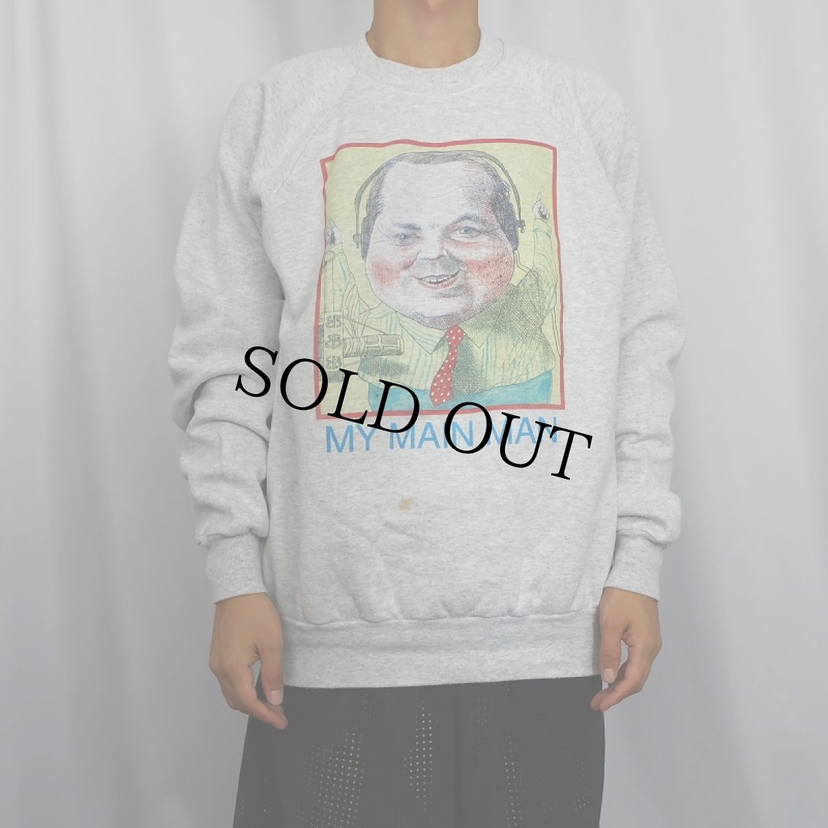 画像2: 90's USA製 "MY MAIN MAN" イラストプリントラグランスウェット XL (2)