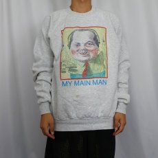 画像2: 90's USA製 "MY MAIN MAN" イラストプリントラグランスウェット XL (2)