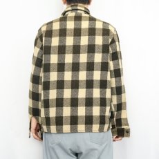 画像3: 50's 猫目ボタン ブロックチェック柄 ウールシャツ M (3)