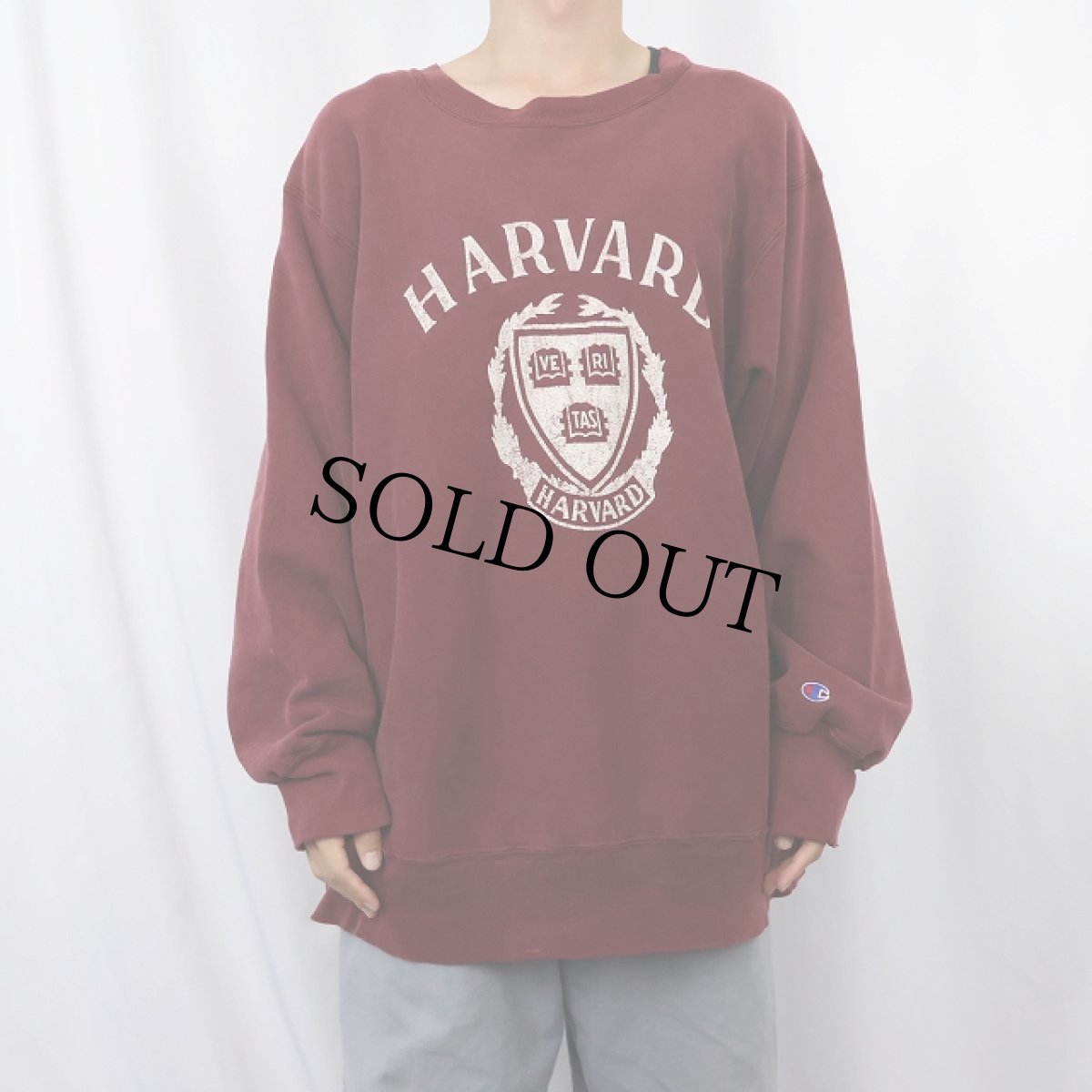 画像2: 80's Champion REVERSE WEAVE トリコタグ USA製 "HARVARD" プリントスウェット XL (2)