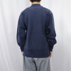 画像3: 90's Champion REVERSE WEAVE USA製 目無し モックネック ラグランスウェット NAVY L (3)