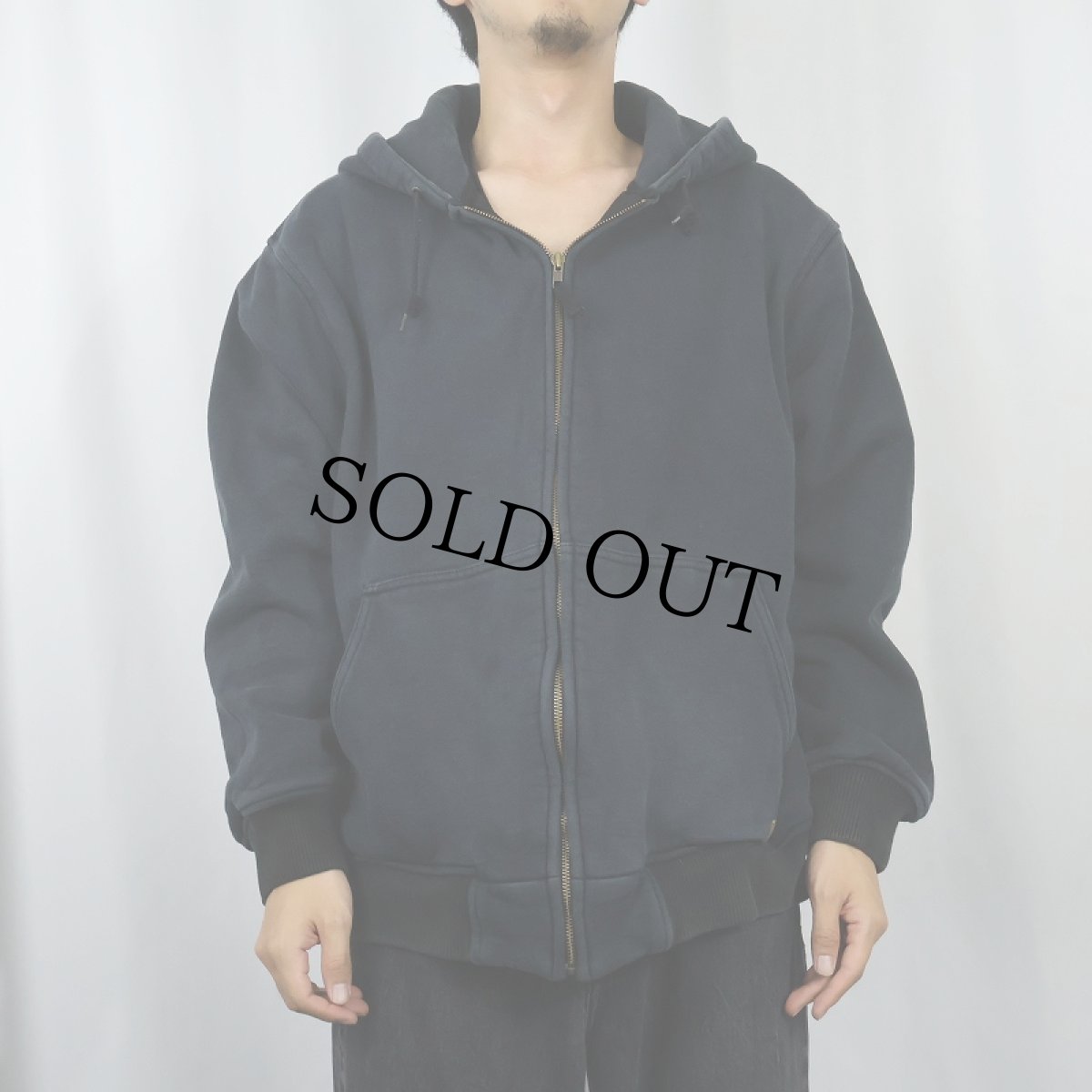 画像2: SAFTBAK 2トーン 裏サーマル スウェットジップパーカー BLACK XL (2)