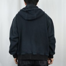 画像3: SAFTBAK 2トーン 裏サーマル スウェットジップパーカー BLACK XL (3)