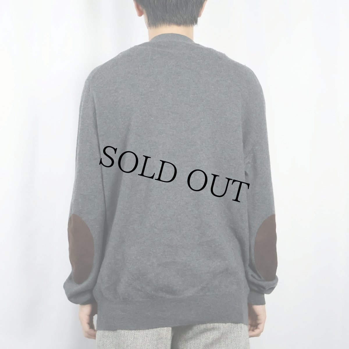 画像4: POLO Ralph Lauren ロゴ刺繍 エルボーパッチ付き メリノウールニットカーディガン M (4)