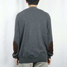 画像4: POLO Ralph Lauren ロゴ刺繍 エルボーパッチ付き メリノウールニットカーディガン M (4)