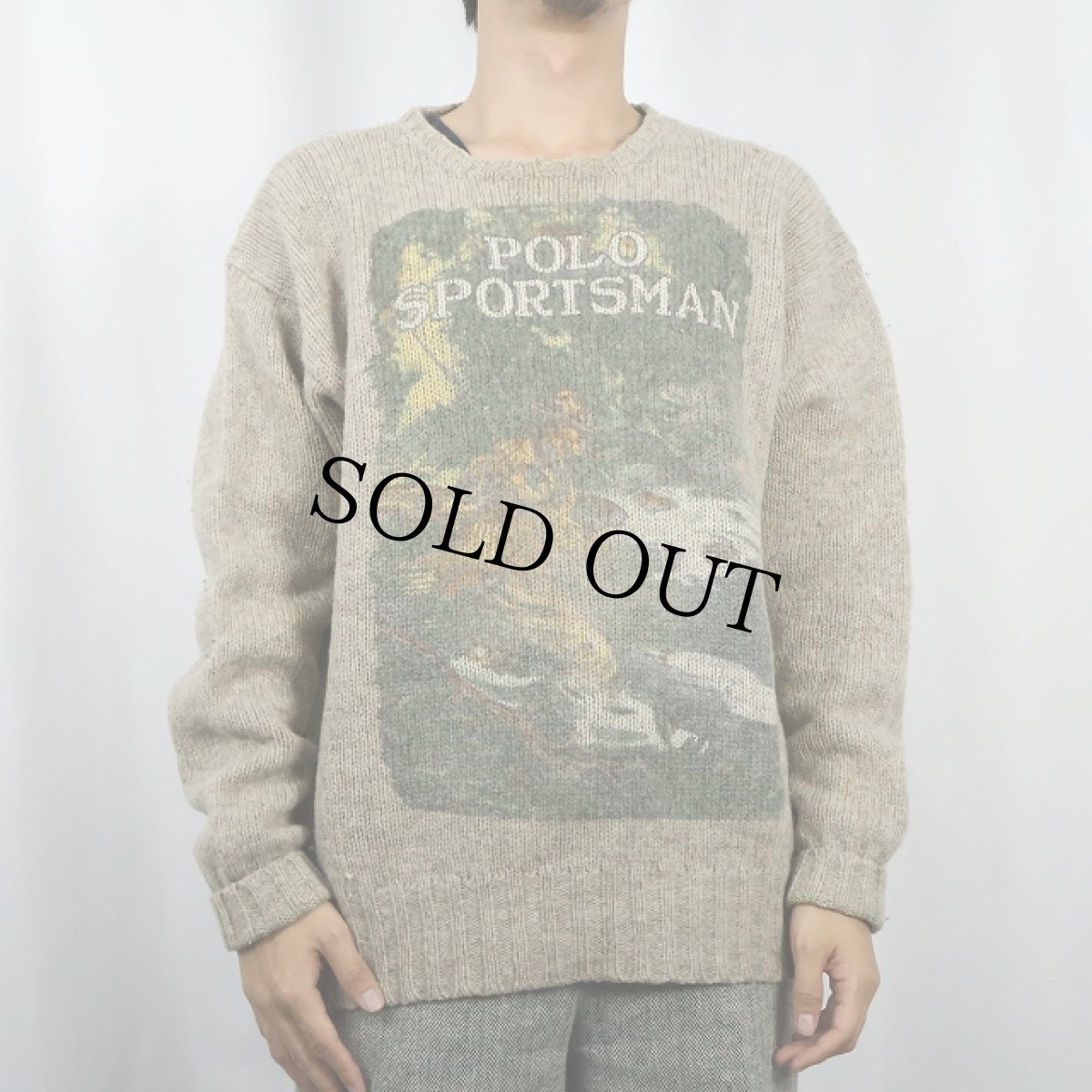 画像4: 80〜90's POLO COUNTRY Ralph Lauren USA製 "POLO SPORTSMAN" プリント ウールニットセーター L (4)