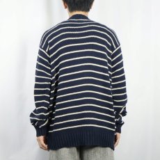 画像3: POLO Ralph Lauren ボーダー柄 リネンコットン ニットセーター NAVY XL (3)