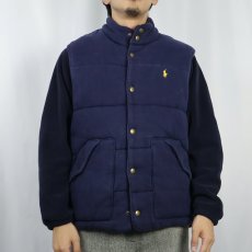 画像2: POLO Ralph Lauren フランネルライナー 中綿入り コットンベスト NAVY M (2)