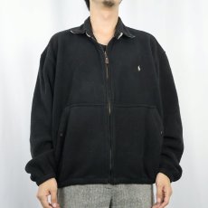 画像2: 80's POLO Ralph Lauren USA製 チンスト付き フリーススイングトップ BLACK L (2)