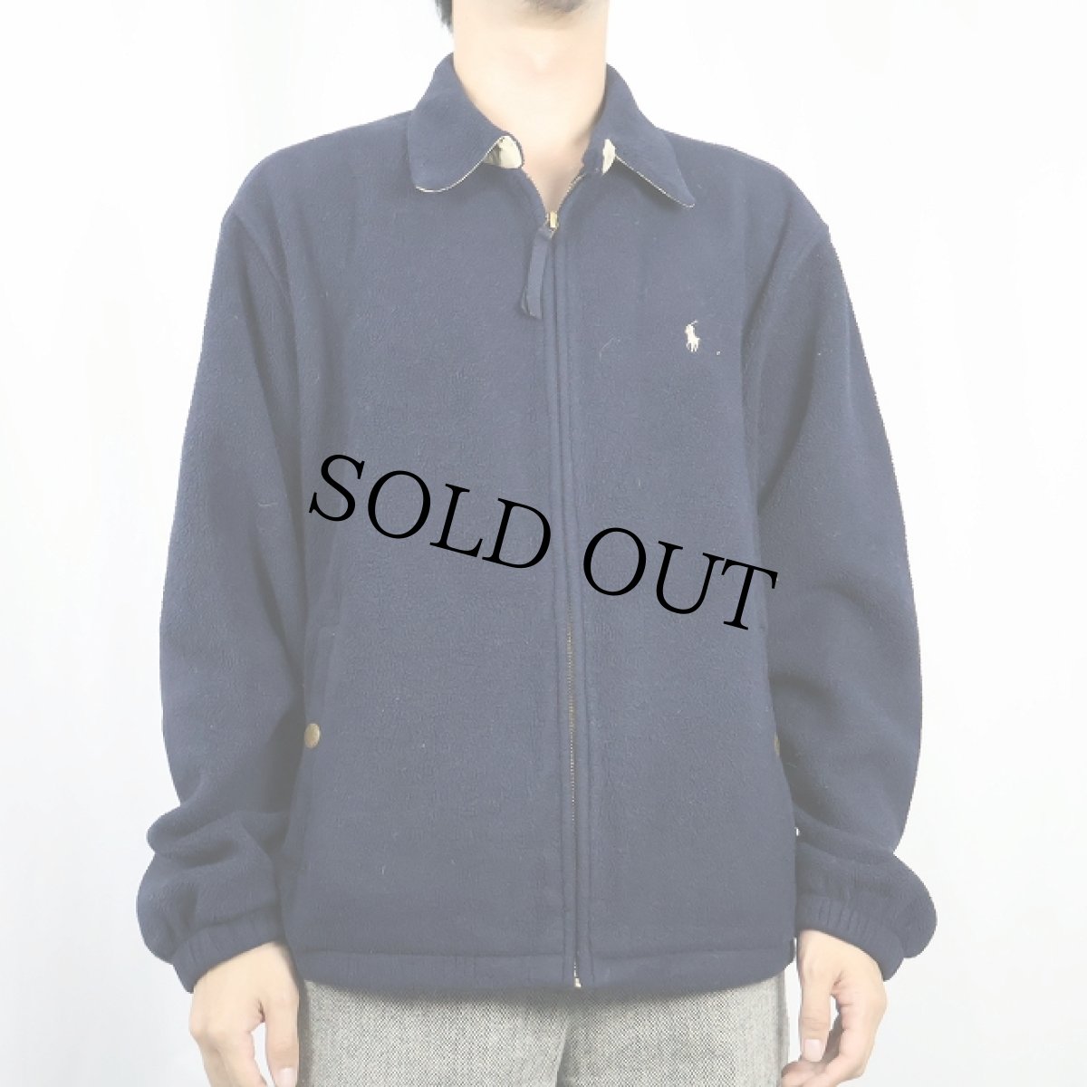 画像2: POLO Ralph Lauren "POLARTEC" チンスト付き フリーススイングトップ NAVY L (2)