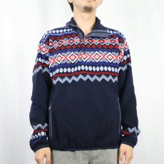 画像2: POLO Ralph Lauren ノルディック柄 ハーフスナップフリースジャケット NAVY S (2)