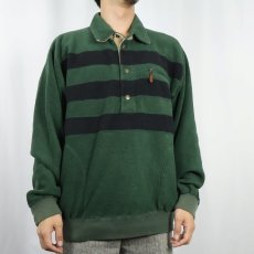 画像4: 90's〜 POLO Ralph Lauren ボーダー柄 ハーフスナップフリースジャケット M (4)