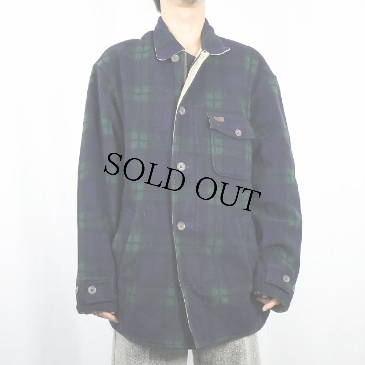 画像4: 90's POLO Ralph Lauren USA製 ブラックウォッチチェック柄 フリースジャケット L (4)