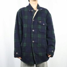 画像4: 90's POLO Ralph Lauren USA製 ブラックウォッチチェック柄 フリースジャケット L (4)