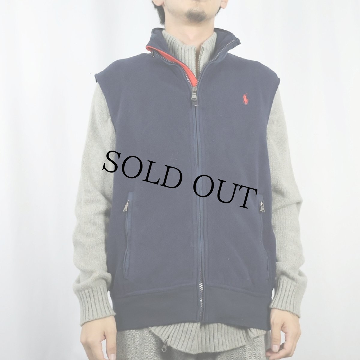 画像2: POLO Ralph Lauren フリースベスト NAVY L (2)