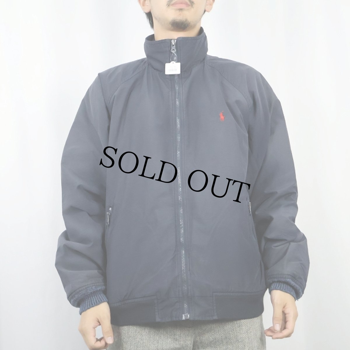 画像2: POLO Ralph Lauren コットンナイロンジャケット NAVY L (2)