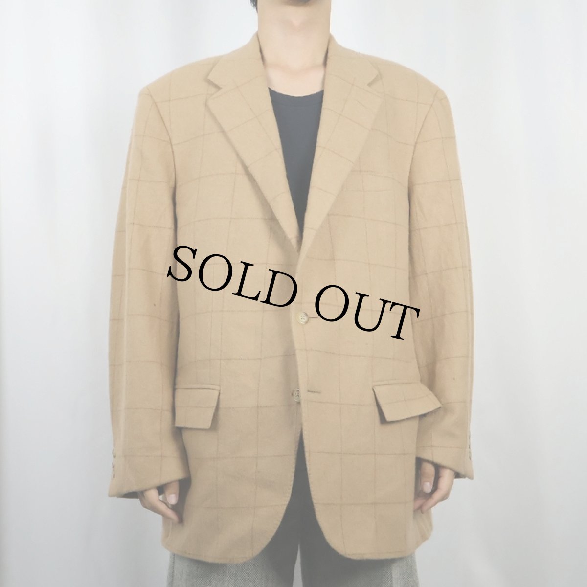画像4: 90's POLO Ralph Lauren ITALY製 格子柄 キャメルテーラードジャケット SIZE46R (4)