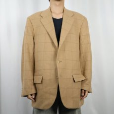 画像4: 90's POLO Ralph Lauren ITALY製 格子柄 キャメルテーラードジャケット SIZE46R (4)