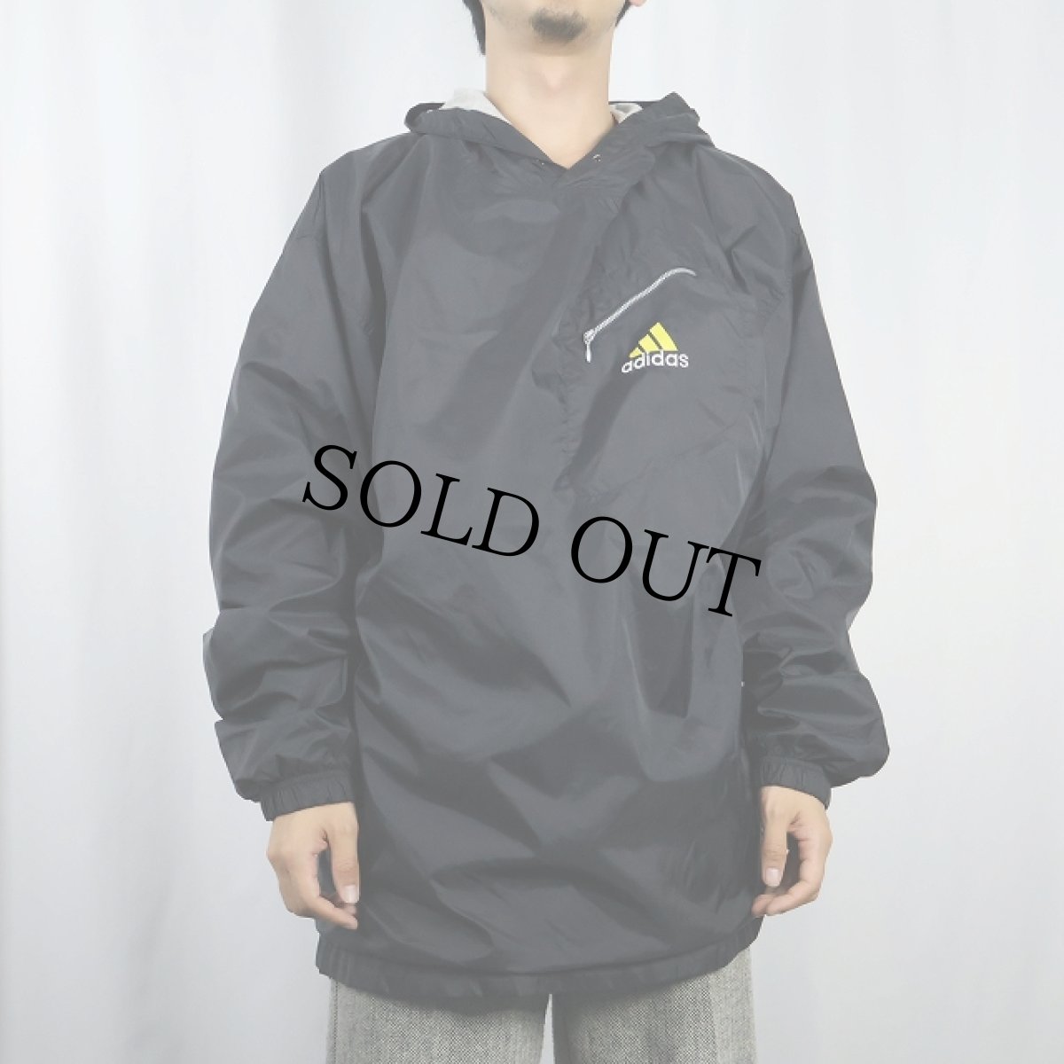 画像2: 90's adidas サイドジップ ナイロンフーディ BLACK XL (2)