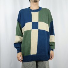 画像2: STRUCTURE パネル切り替え ラミーコットン ニットセーター XL (2)