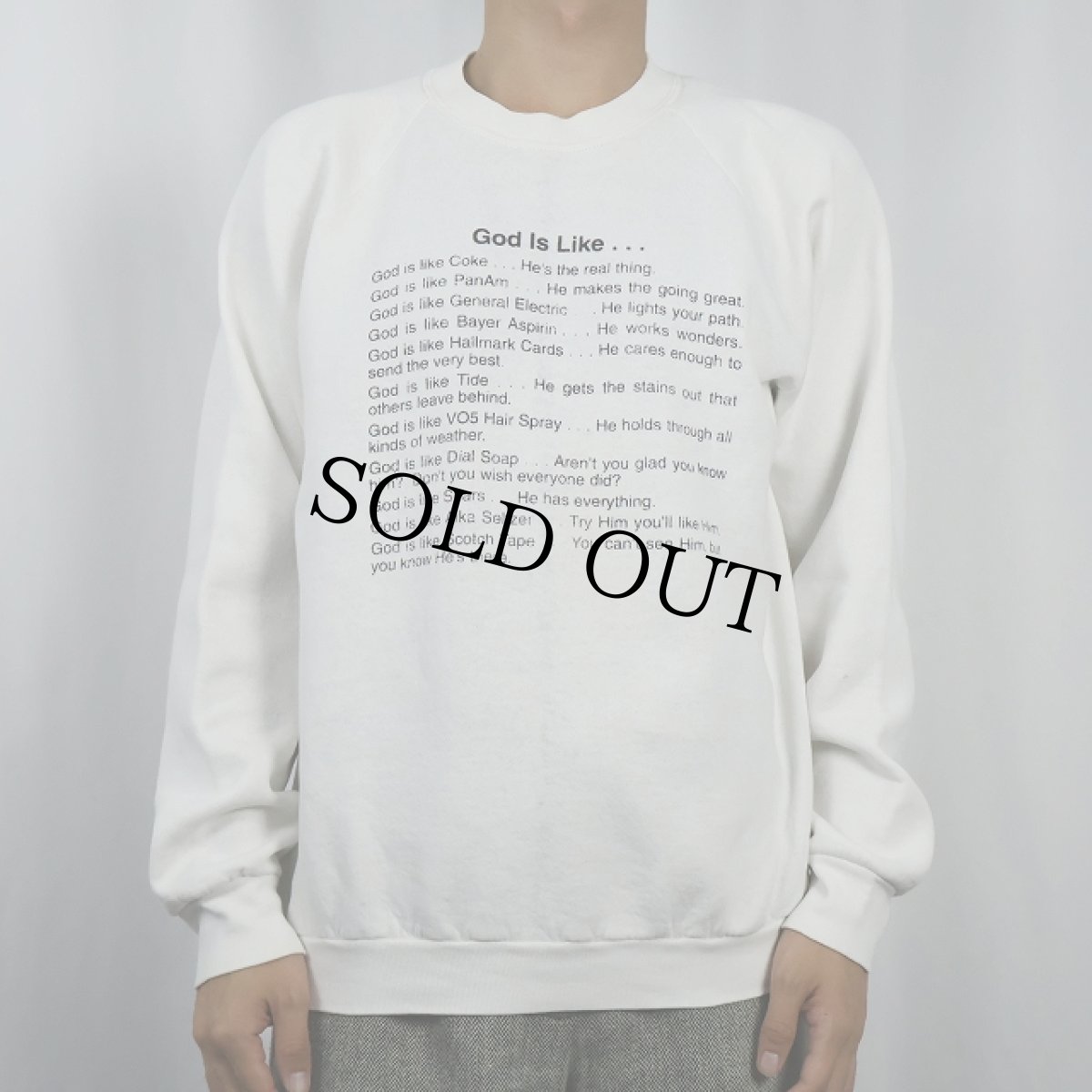 画像2: 90's USA製 "God Is Like..." ジーザスプリントスウェット L (2)