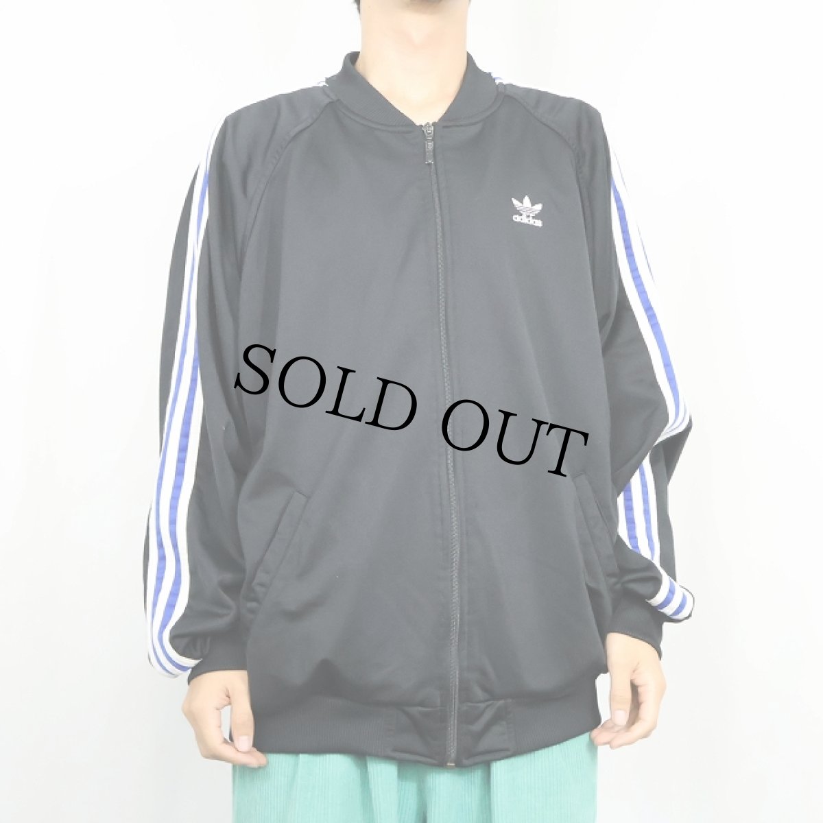 画像2: 90's adidas ロゴ刺繍 トラックジャケット BLACK L (2)