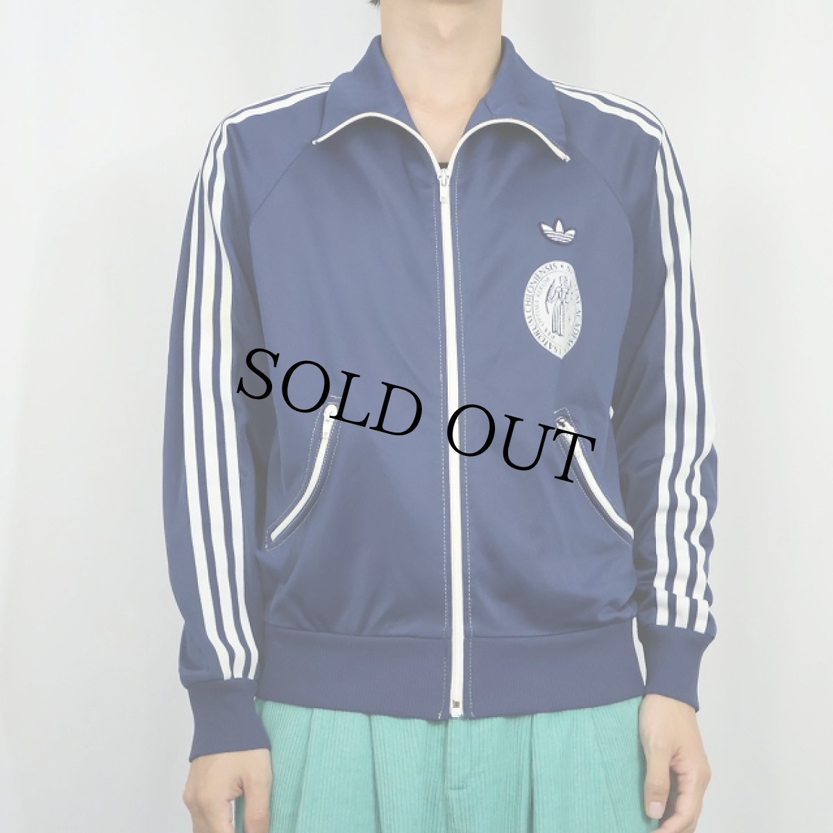 画像3: 80〜90's adidas ロゴ刺繍 フロッキープリント トラックジャケット NAVY S (3)