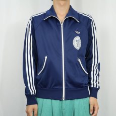 画像2: 80〜90's adidas ロゴ刺繍 フロッキープリント トラックジャケット NAVY S (2)