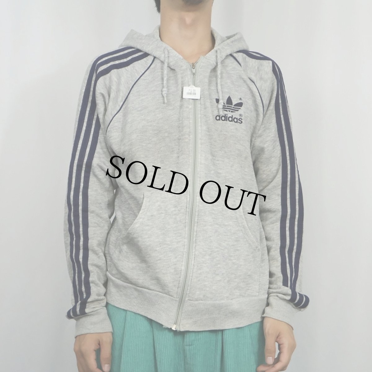 画像2: 80's adidas USA製 ロゴプリント スウェットジップパーカー M (2)