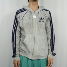 画像2: 80's adidas USA製 ロゴプリント スウェットジップパーカー M (2)