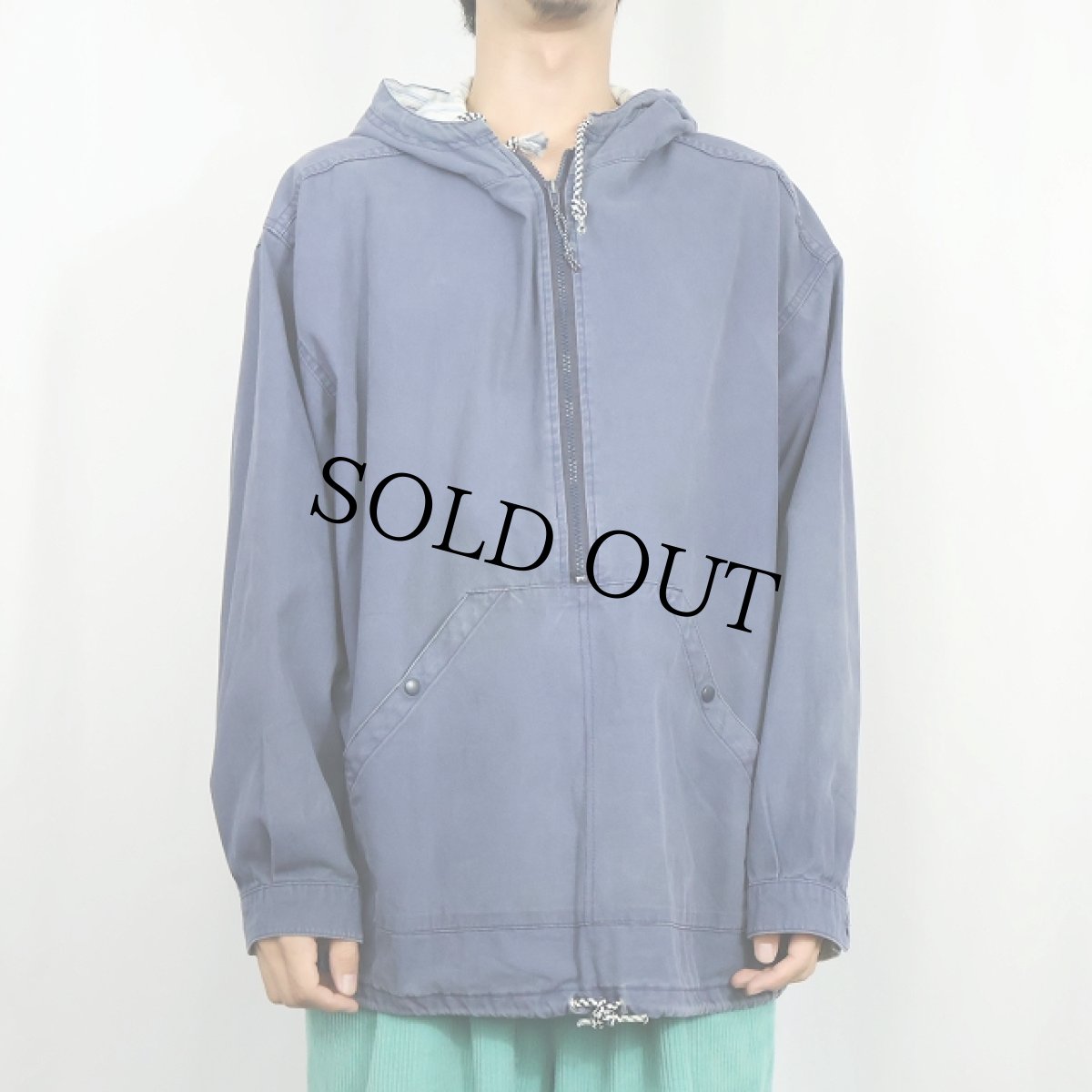 画像2: 70〜80's L.L.Bean ハーフジップ コットンプルオーバーパーカー NAVY XL (2)