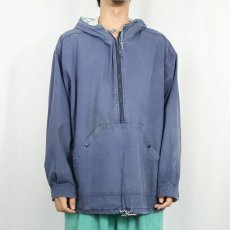 画像2: 70〜80's L.L.Bean ハーフジップ コットンプルオーバーパーカー NAVY XL (2)