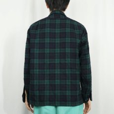 画像3: 70's PENDLETON USA製 ブラックウォッチチェック柄 ウールオープンカラーシャツ M (3)