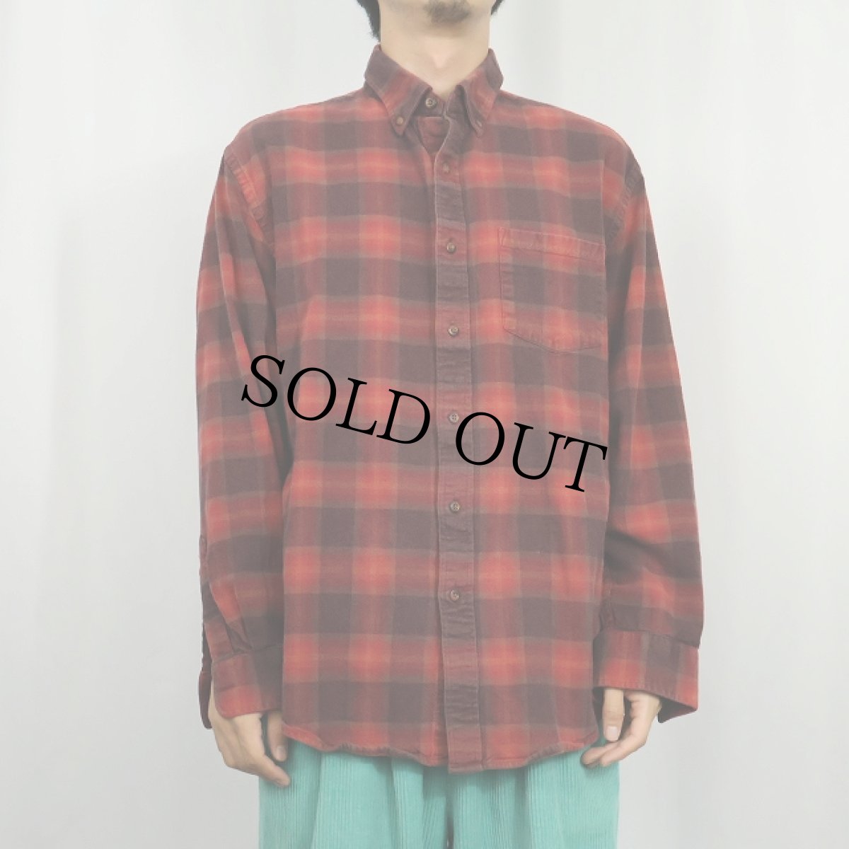 画像2: PENDLETON "MASON" オンブレーチェック柄 コットンボタンダウンシャツ L (2)