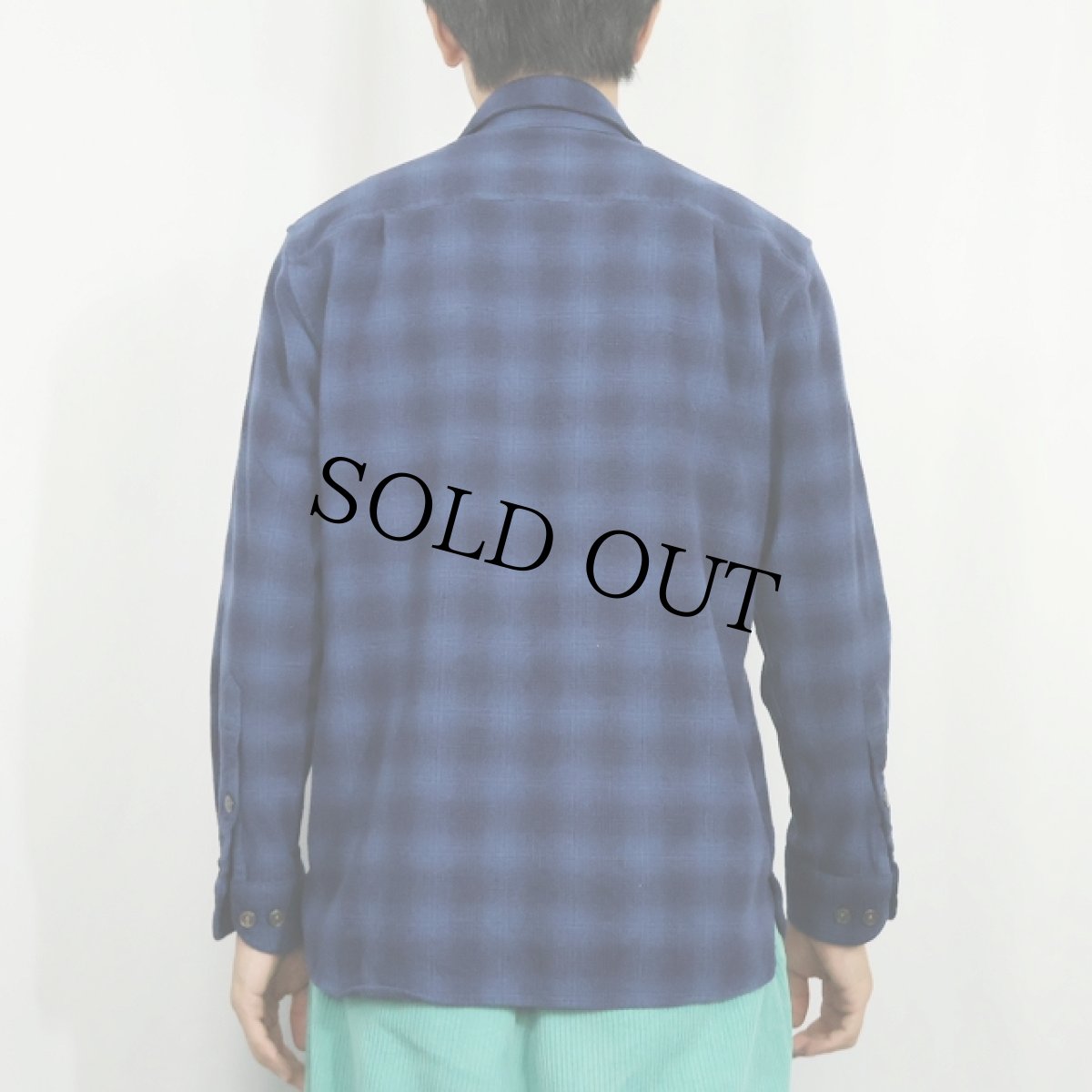 画像3: PENDLETON "OLIVER" 猫目ボタン オンブレーチェック柄 ウールシャツ NAVY L (3)