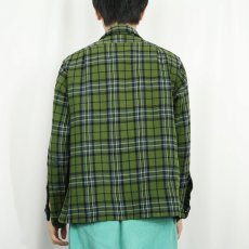 画像3: 60's PENDLETON チェック柄 ウールオープンカラーシャツ L (3)