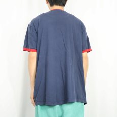 画像3: 90's POLO Ralph Lauren USA製 ロゴプリント リンガーTシャツ NAVY L (3)