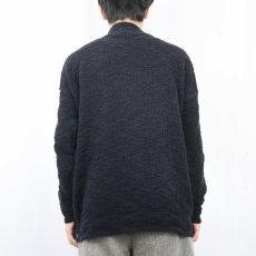 画像3: 90's WHITE STAG USA製 柄編み モックネック コットンニットセーター BLACK M (3)