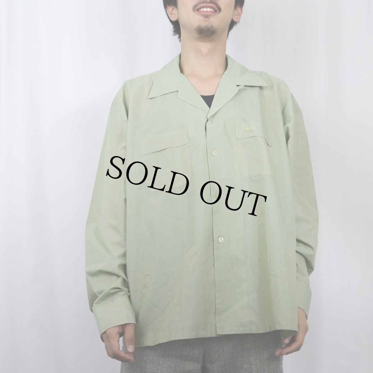 画像2: 60〜70's Marlboro ポリコットン オープンカラーシャツ SIZE17-M-17 1/2 (2)