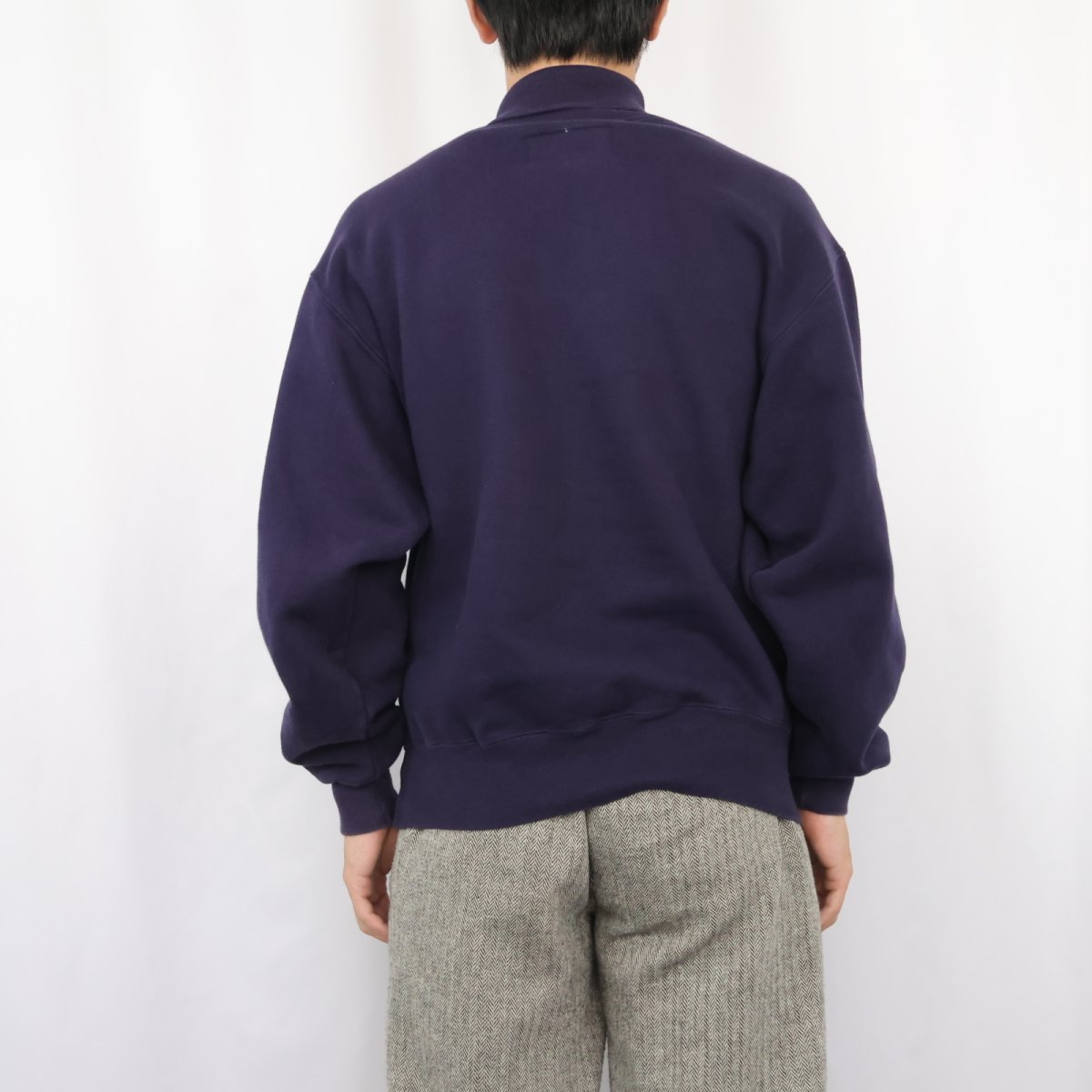 画像3: 90's L.L.Bean by RUSSELL ATHLETIC USA製 前V タートルネックスウェット NAVY S (3)