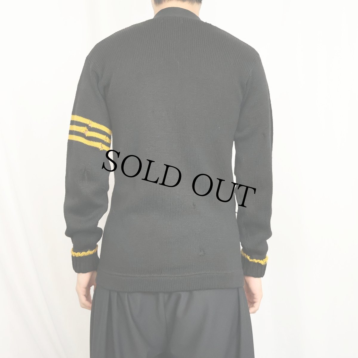 画像3: 〜60's ウールニットカーディガン BLACK (3)