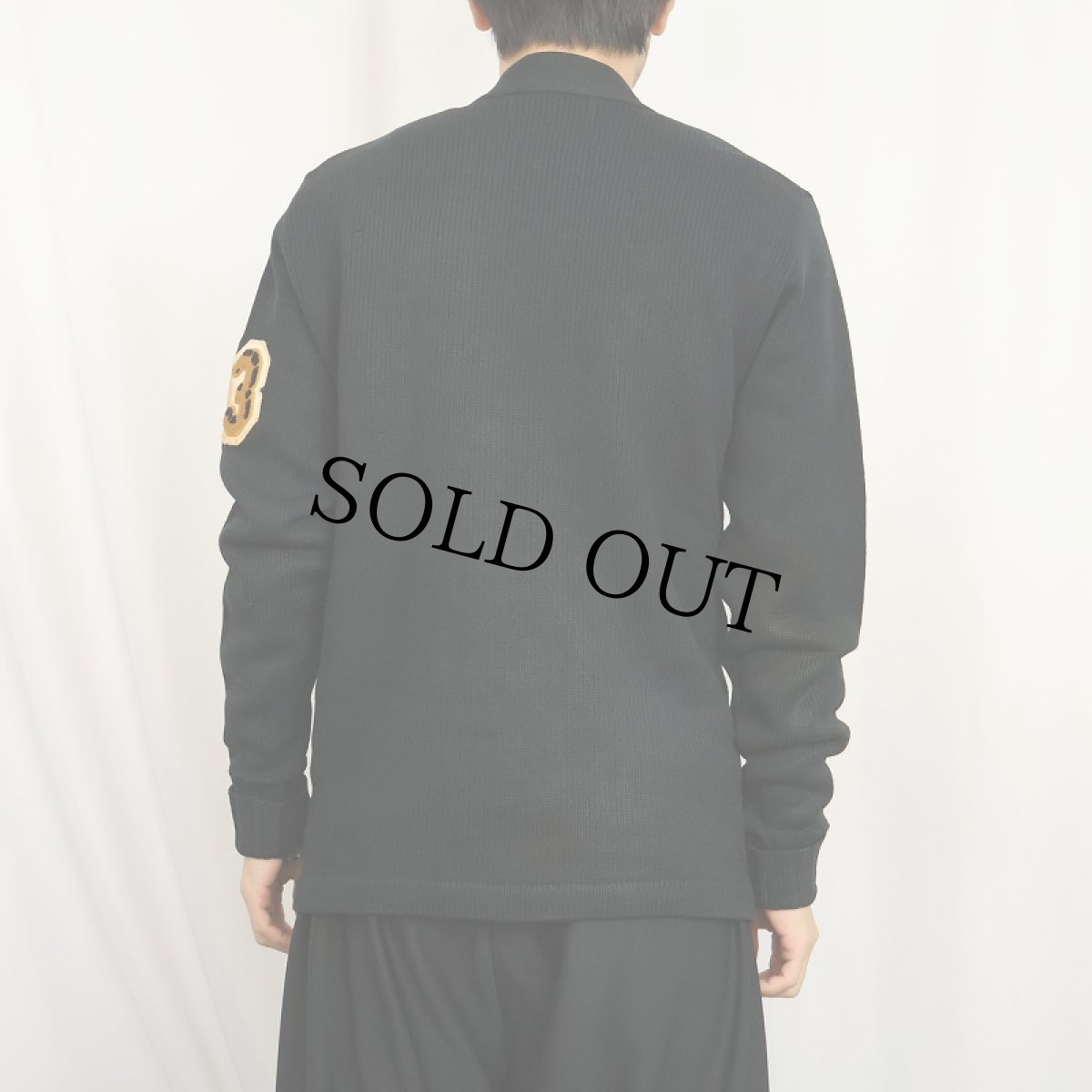 画像3: 60's ウール レタードニットカーディガン BLACK (3)