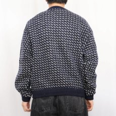 画像3: 80〜90's Roots バーズアイ柄 ウールニットセーター NAVY XL (3)